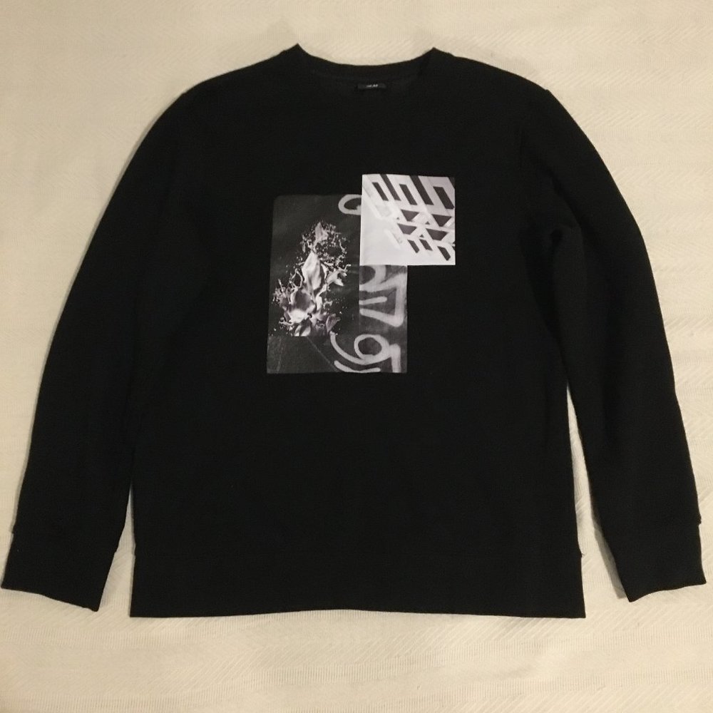 H&M Men's Size M Black Printed Graphic Crewneck Sweatshirt